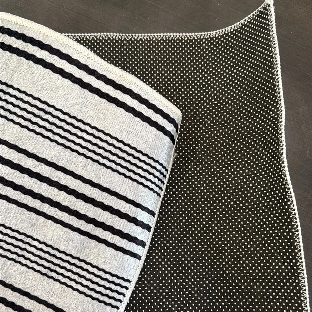 NWOT Black and White Striped Rug